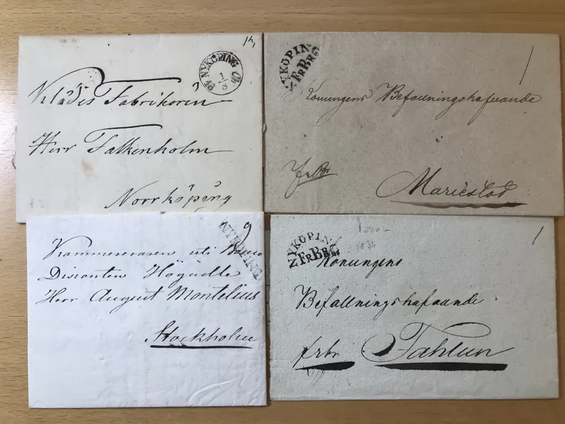 NYKÖPING  Rakstämpel 1821, Bågstämpel typ 3 och 2 st stämplade med  Fr. Br.