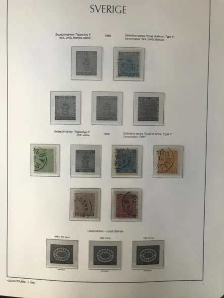SVERIGE Samling stämplat/**/* i fem Leuchtturm-album 1855 - 2024