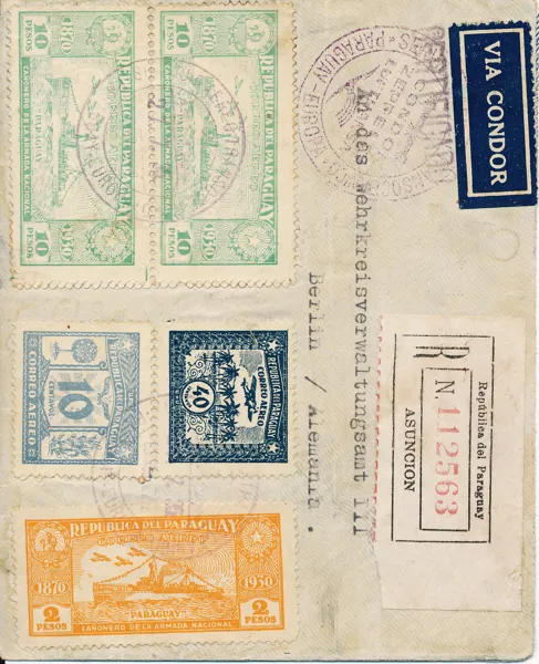 PARAGUAY 1935 Zeppelin-brev till Berlin ankomst 5.8.35