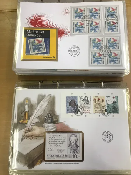 EUROPA Så kallade LYX  FDC illustrerade och utgivna av Frimärkshuset 1984-2000, alla med liten upplaga (texten är uppdaterad)