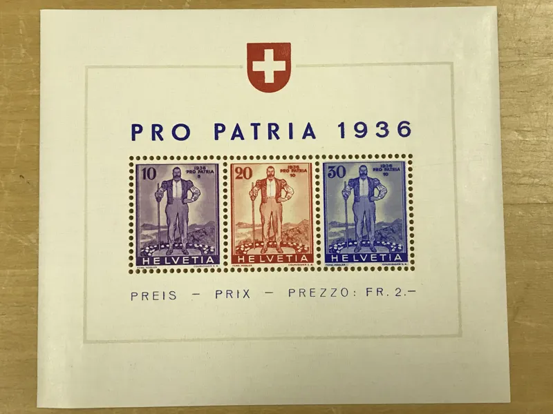 SCHEWEIZ Block 2 postfriskt Pro Patria