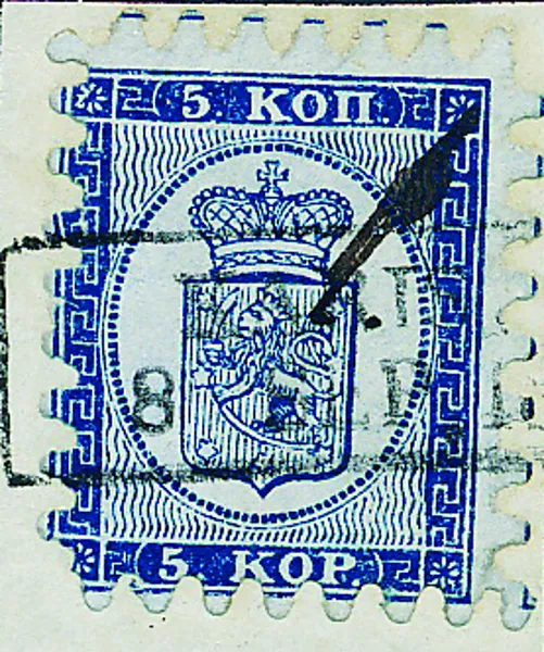 FINLAND F3 CII b 5 kopek mörk violettblå/ljusblå med genomstick II stämplat KARIS 8 SEP
