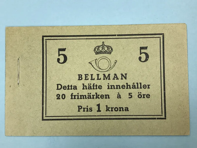 H43B CB 20 x 5 öre Bellman 4+3-par. Omslag med postal anvisning