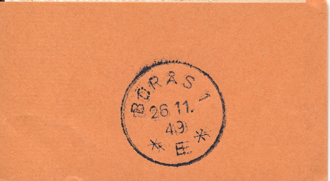 H48B A1 Postmästarhäfte 20 x 15 öre Gustav V, omslaget stämplat BORÅS 1 E 26.11.49