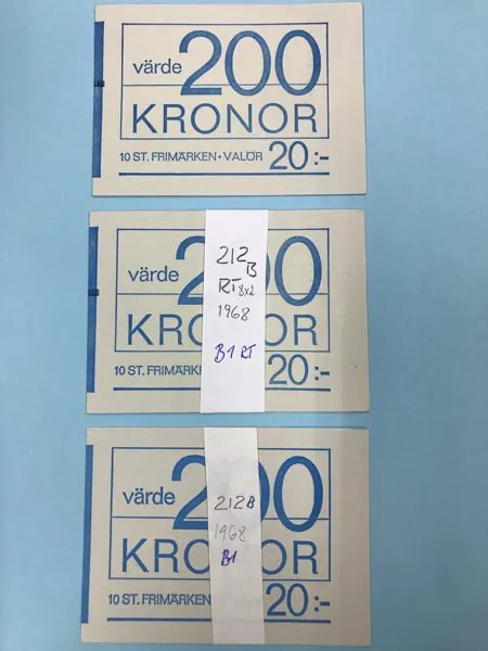 H212 10 x 20 kr Svanar - tre olika - B1, B1 med RT och B3 med RT