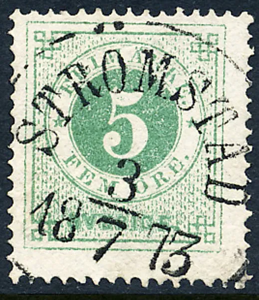 F19c blågrön (smaragdgrön) t.14 STRÖMSTAD 3.7.1873