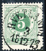  F19c  blågrön (smaragdgrön) t.14 HVETLANDA 3.12.1873 