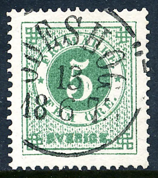 F19c blågrön (smaragdgrön) t.14 ÖDESHÖG 13.6.1873