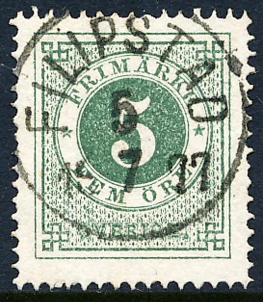 F19h matt blåaktigt grön FILIPSTAD 5.7.1877 Prakt