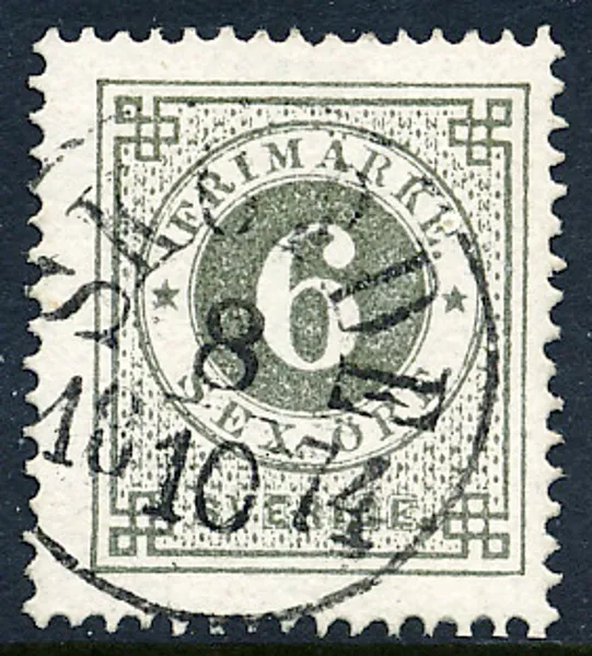 F20 olivgrå t.14 stämplat SKÖFDE 8.10.1874 på färgstarkt exemplar