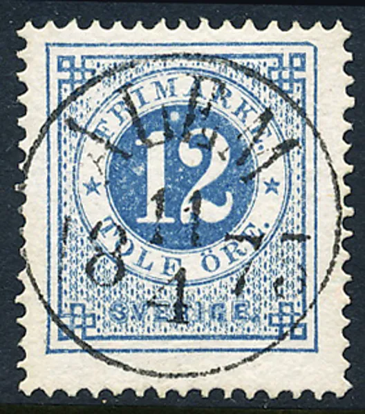 F21m blå ÅLEM 11.4.1873 - Härlig lyxstämpel, ett Praktexemplar