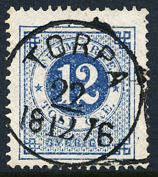 F21n mörkblå vackert stämplad TORPA 22.12.1876