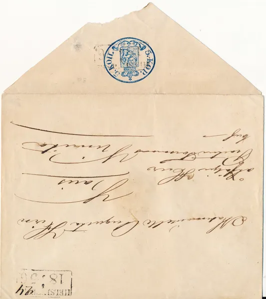 FINLAND Fk 3 5 kopek utan pärlor på kuvert till Karis stämplat Helsingfors 5.6. 1856