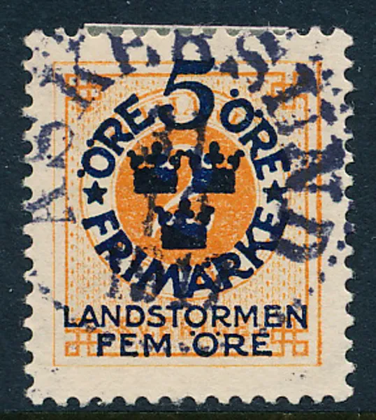 F105 5+FEM på 2 öre orange Landstorm I med praktstämpel ASKERSUND 31.10.1917