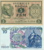 Jubileumssedlar 5 och 10 kr 1948 & 1968